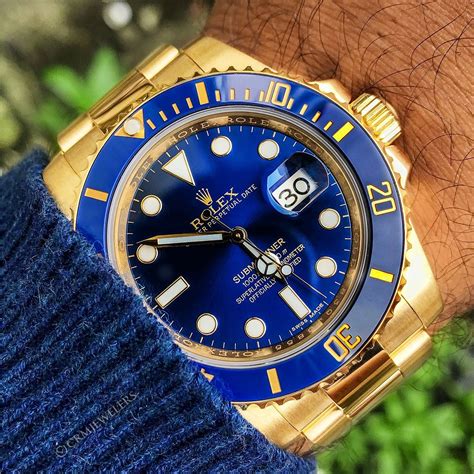 rolex submariner yellow gold blue dial 6643 price|rolex submariner 18 ct yellow gold.